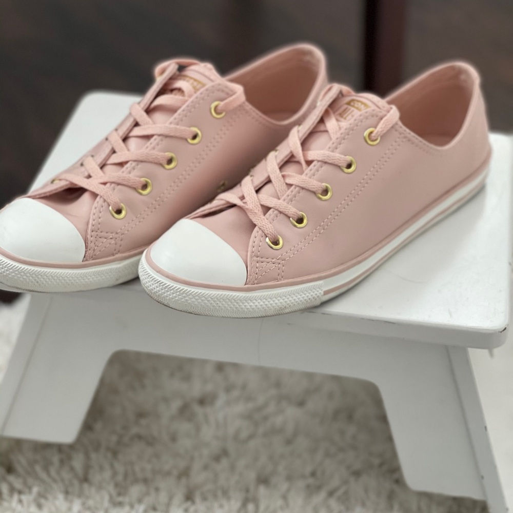 Pink and Gold Women’s Size 8 Converse Low Tops